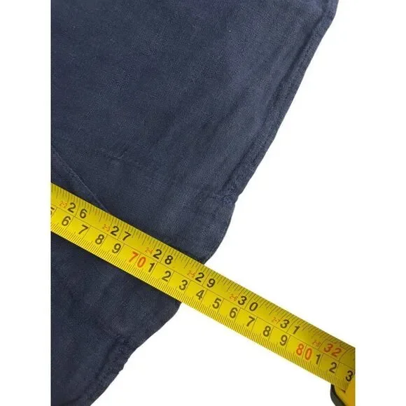 Zara Womens Oversized Linen Shirt Top XL Ink Blue Button Up 4043/057 NWT